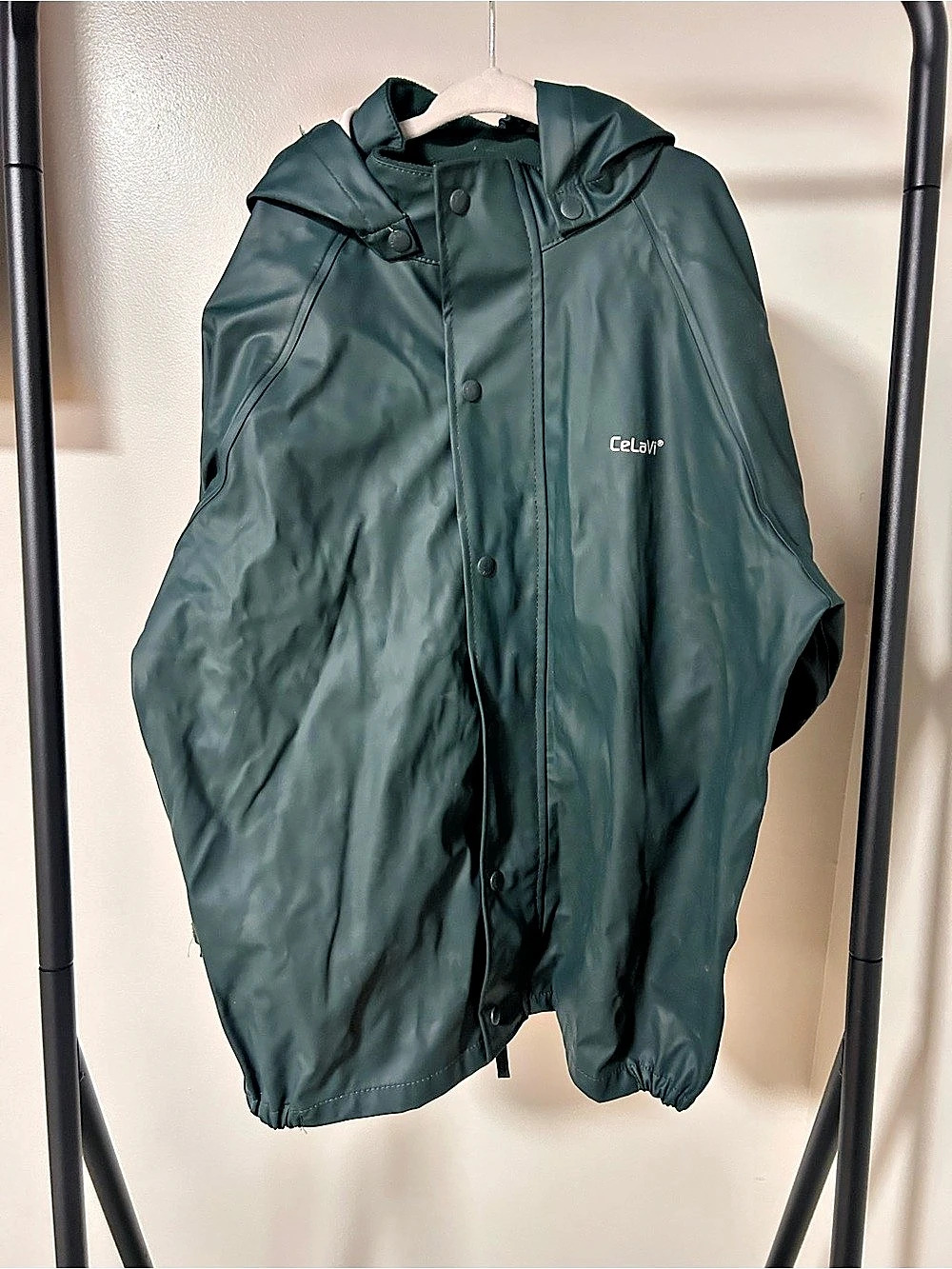 CeLaVi Solid Rainwear Jacket Hooded Green